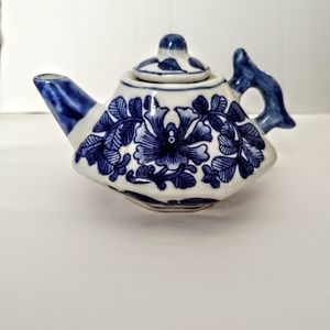 Blue and White Ceramic Teapot